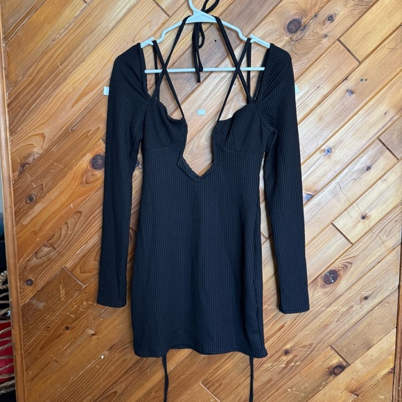 Outcast Black Strappy Mini Dress Size Medium - Picture 1 of 6